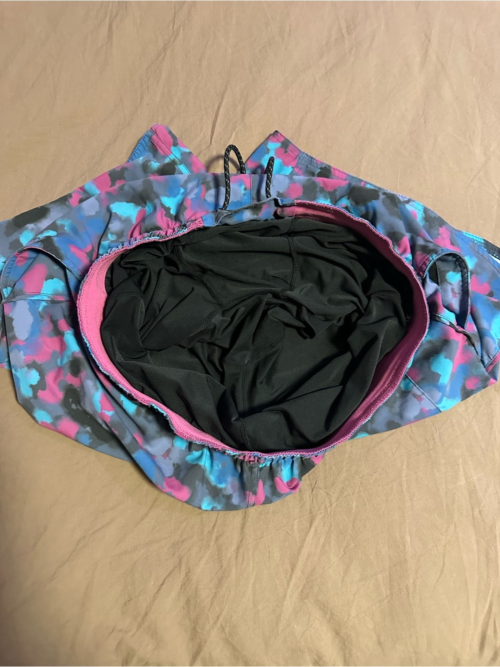 Neon Camo Workout Shorts with Pink Waistband - Picture 9 of 9